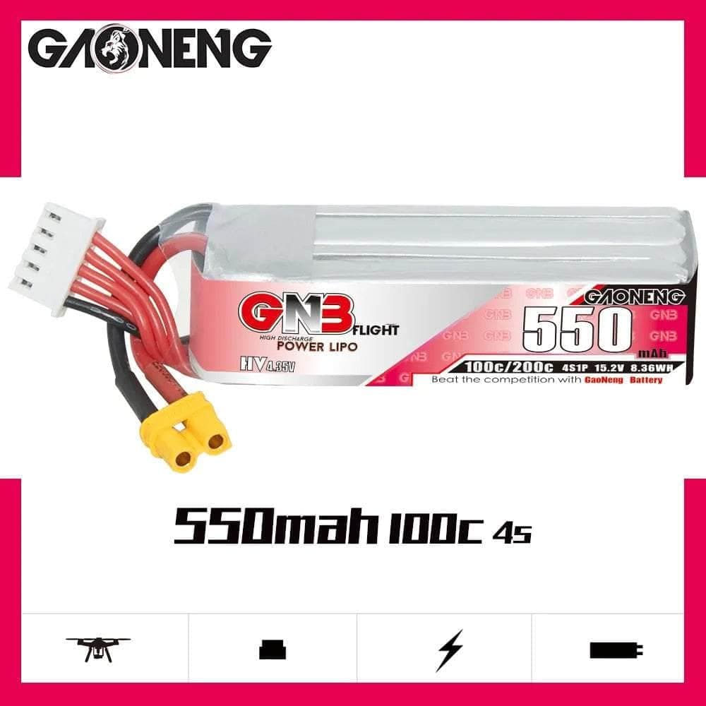 Gaoneng GNB 15.2V 4S 550mAh 100C LiHV Micro Battery (Long Type) - XT30 for fpv drones 4