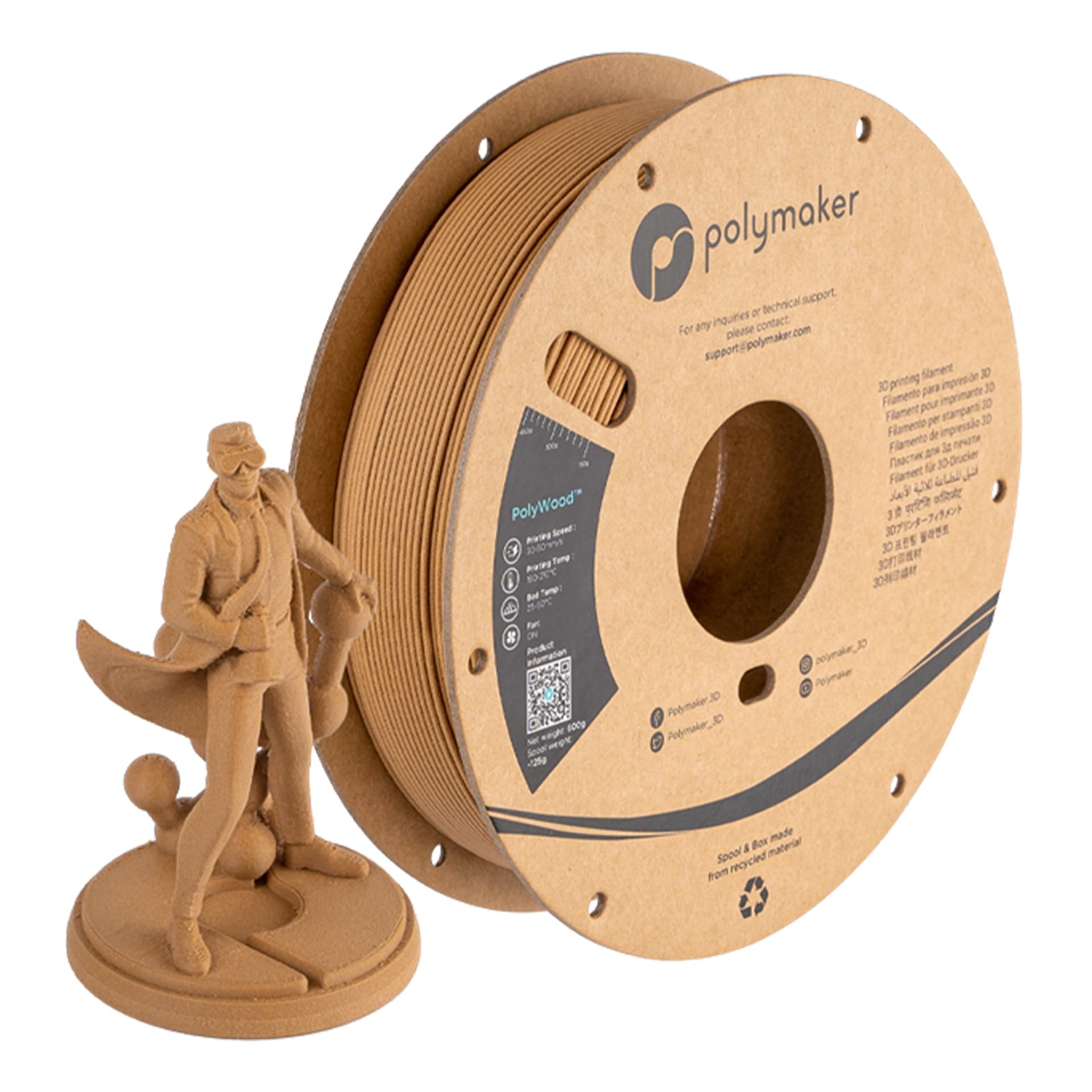 Polymaker Polylite LW-PLA PolyWood  1.75mm Filament 600g for fpv drones