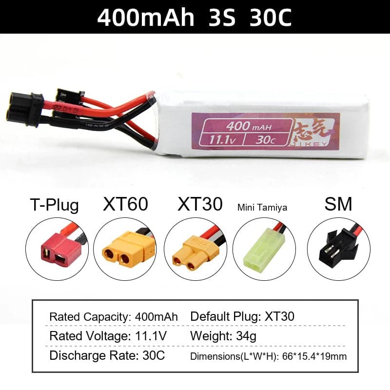 Water gun lithium battery 11.1V 7.4V high-rate 30C polymer launcher battery XT30 for fpv drones 12
