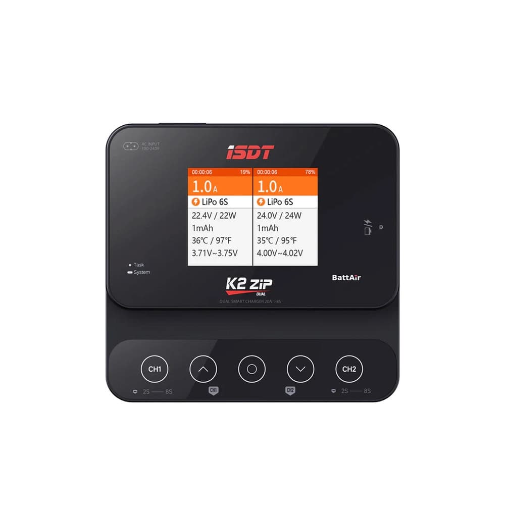 iSDT K2 ZIP 200W 1-8S 20A AC/DC LiPo Charger/Discharger - XT60 - 5.5 - Black for fpv drones 2