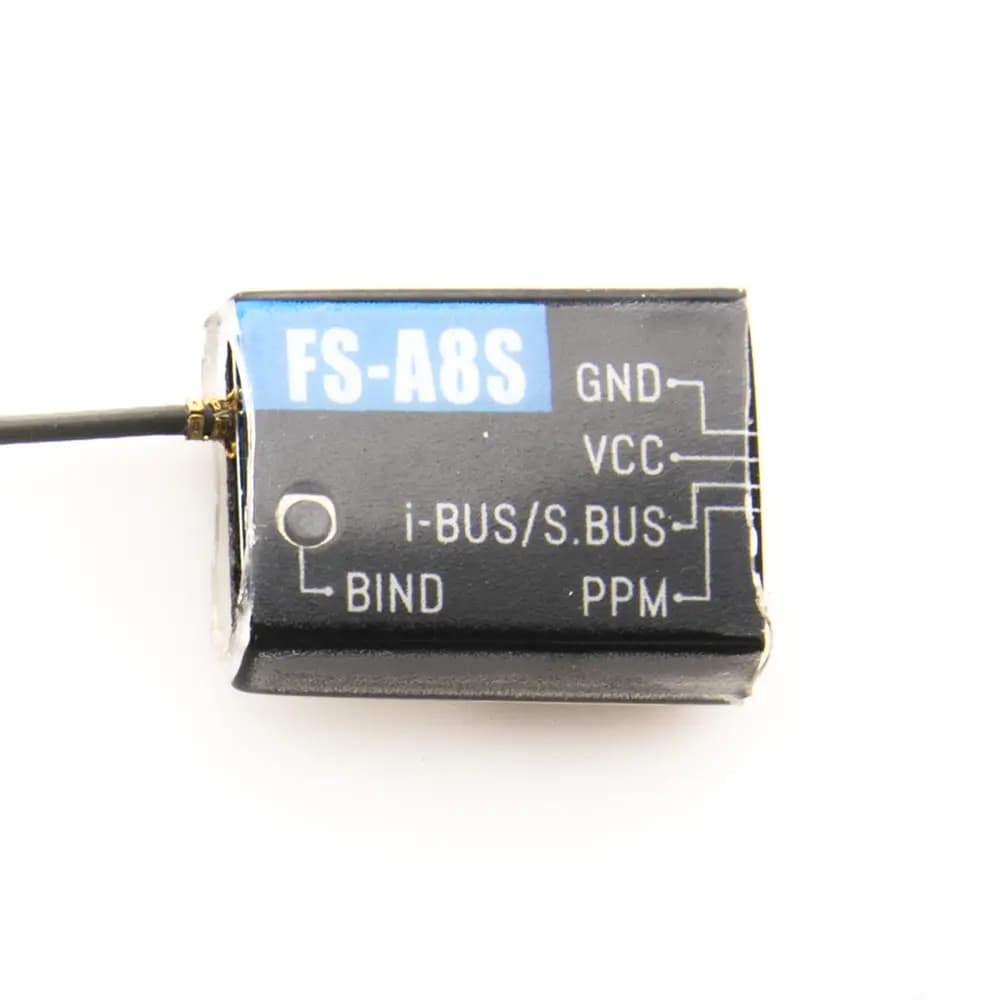 FlySky FS-A8S V2 2.4G 8CH Mini Receiver with PPM i-BUS SBUS Output - Black for fpv drones 1