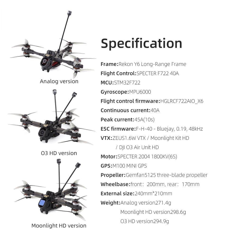 HGLRC Rekon Y6 5-inch Long-Range FPV Drone for fpv drones 1