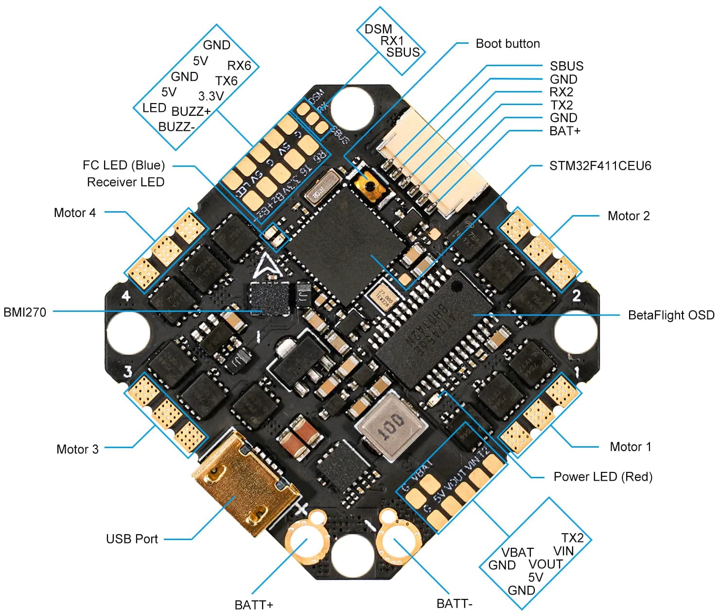 BetaFPV Toothpick 20A F411 4S AIO Flight Controller V5 for fpv drones 3