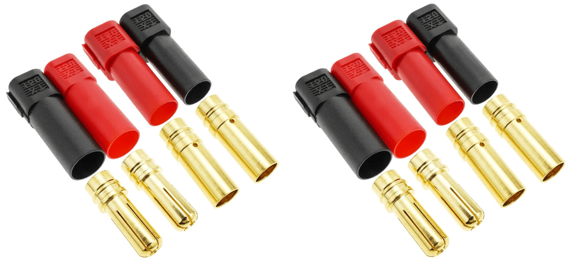 XT150 CONNECTORS W/ 6MM GOLD CONNECTORS - RED AND BLACK  (2 PAIRS) for fpv drones