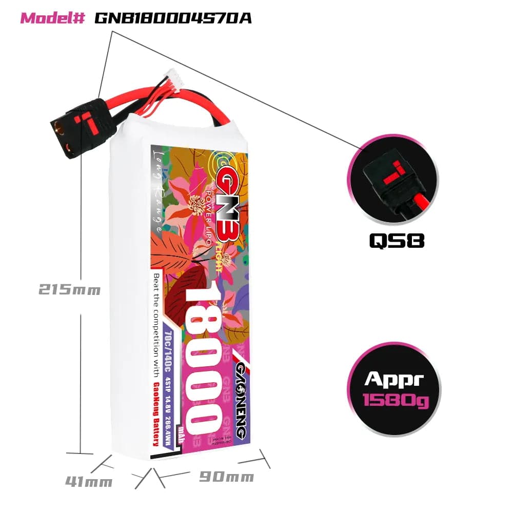 GAONENG GNB 4S1P 14.8V 18000mAh 70C RC LiPo Battery QS8 [DG] for fpv drones 1