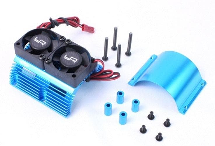Yeah Racing Heat Sink w/Twin Tornado High Speed Fans Sets Blue For 1/8 Motors for fpv drones 1