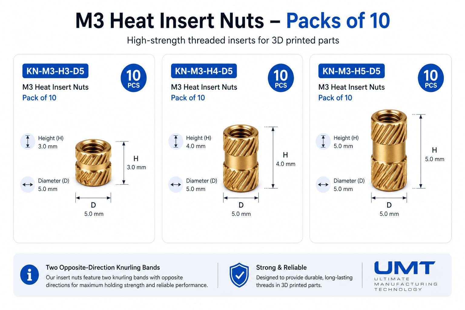 M3 Brass Heat Set Inserts (10 Pack) for fpv drones 1