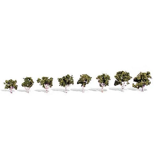 Woodland Waters Edge Trees 3/4'' - 1 1/4'' (8) - Model Railroad Trees for fpv drones