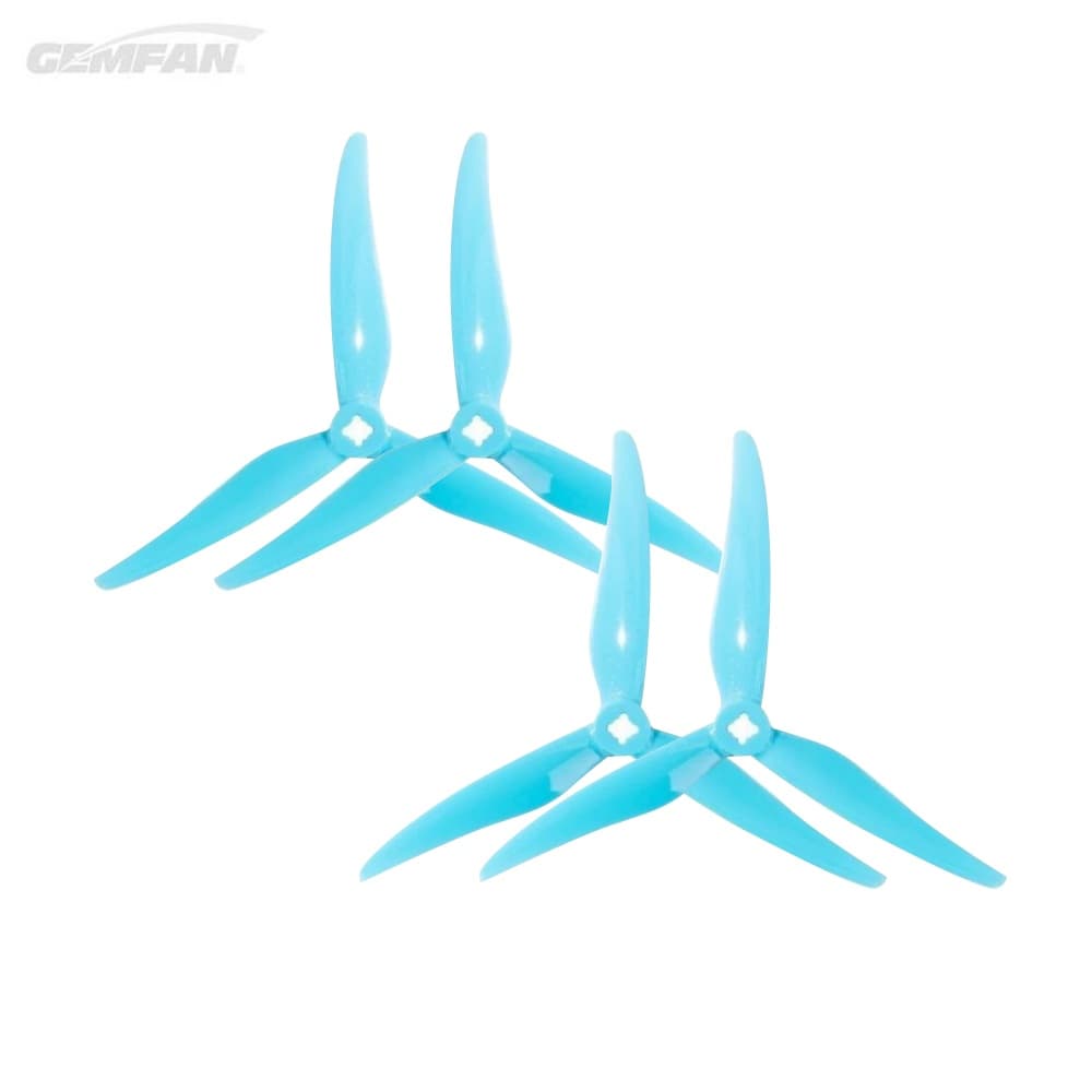 Gemfan Super Light 5125 3-Blade Durable PC 1.5mm/M5 Propellers (4 stuks) - BLUE for fpv drones