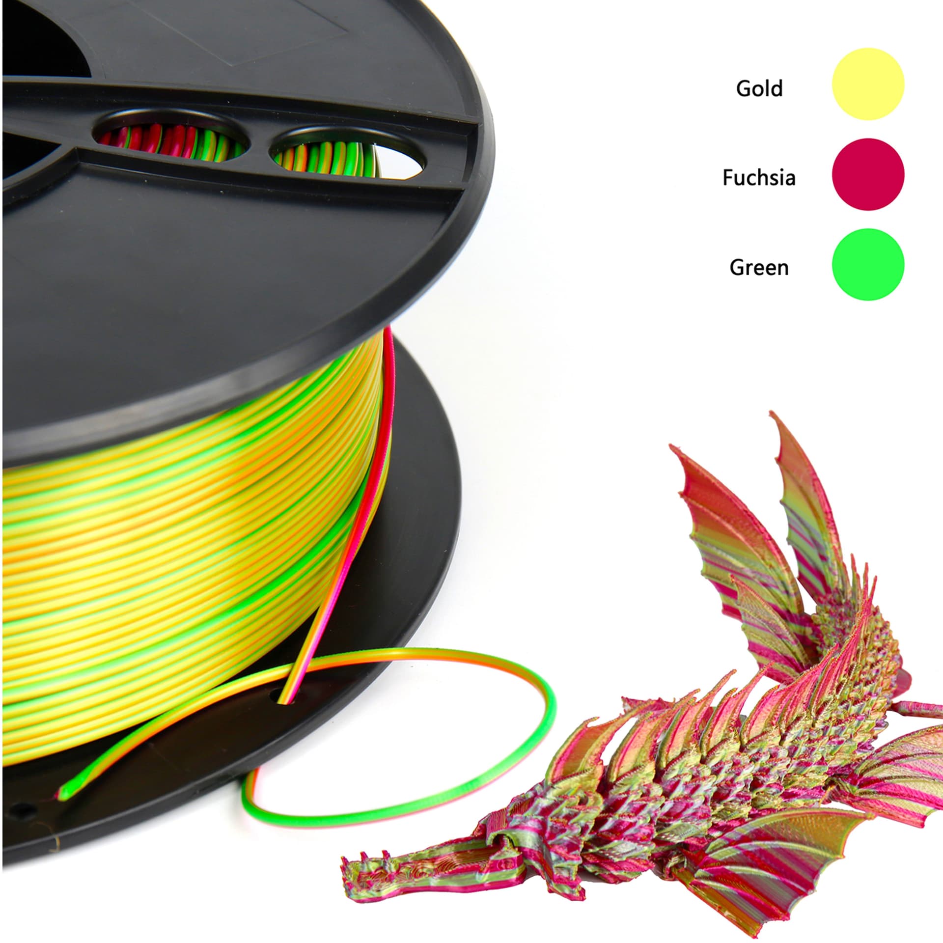 Phaser3D Triple 3 Colour Silk PLA Filament 1.75mm 1kg for fpv drones 4