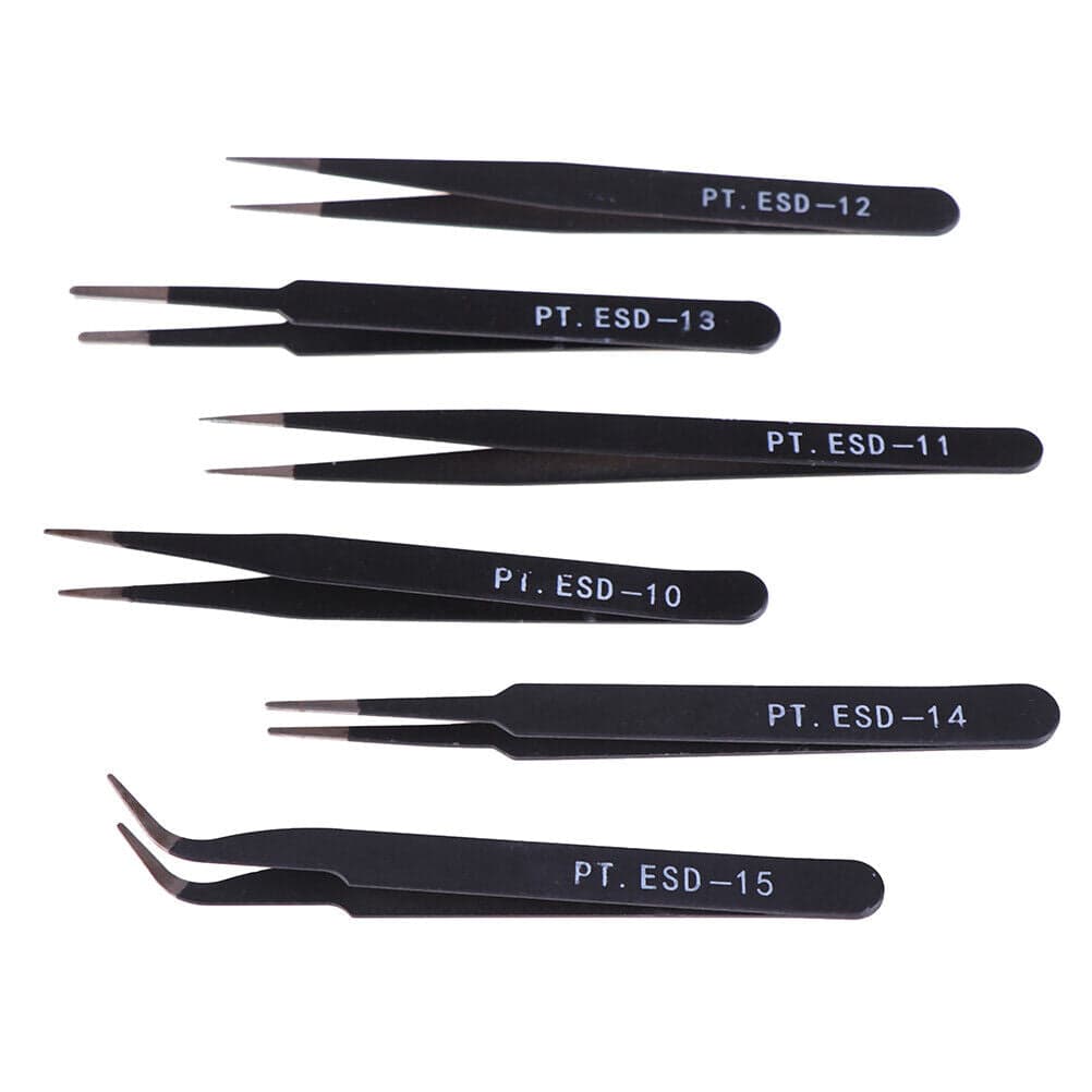 6Pcs Anti-static ESD Tweezers Curved Straight Tweezers for fpv drones 3