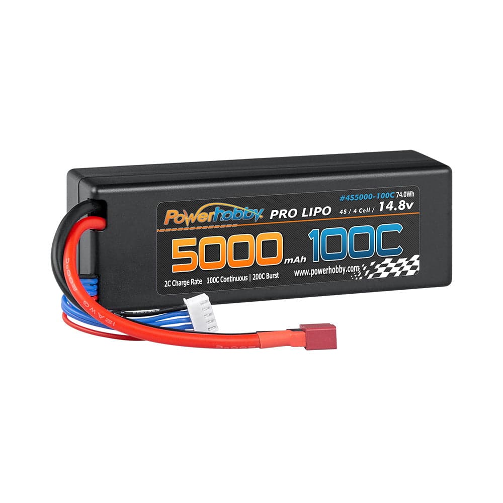 Powerhobby 4S 14.8V 5000mah 100C Lipo Battery w DEANS Plug Hard Case LCG for fpv drones