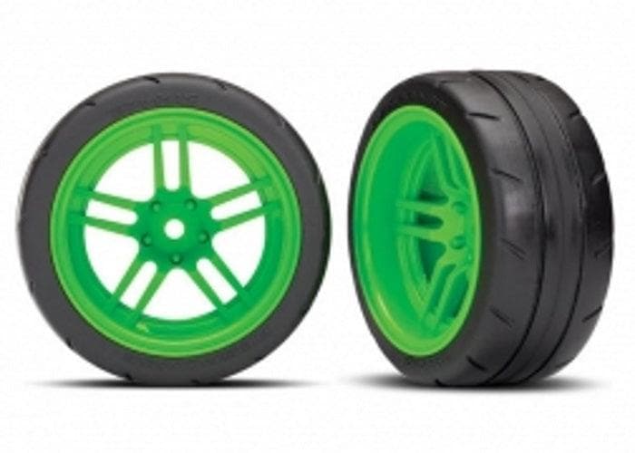 Traxxas 8374G 1.9" Mounted Tires / Wheels Green Rear 4-Tec Ford GT for fpv drones