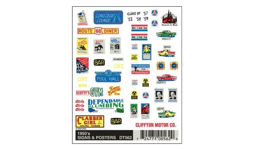 Woodland Scenics DT562 1950's Signs and Posters Decal / Stickers for fpv drones