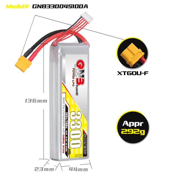 GNB 3300mAh 4S 100C Lipo battery for fpv drones 4