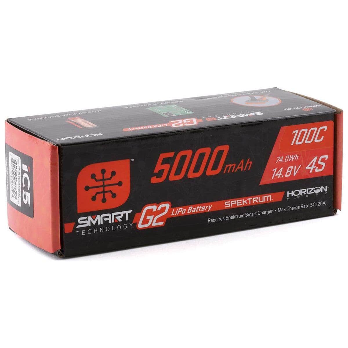 SPMX54S100H5, Spektrum RC 4S Smart G2 LiPo 100c Battery Pack (14.8V/5000mAh) w/IC5 Connector