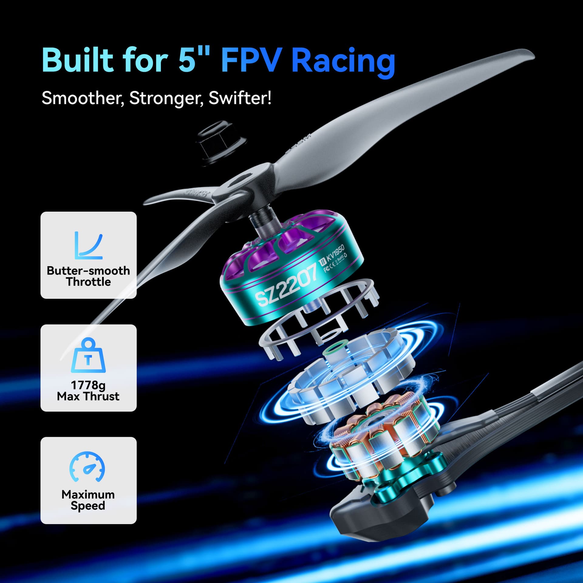 MEPS SZ2207 V2 Motor for 5inch Racing Drone 1750KV/1950KV/2750KV for fpv drones 18