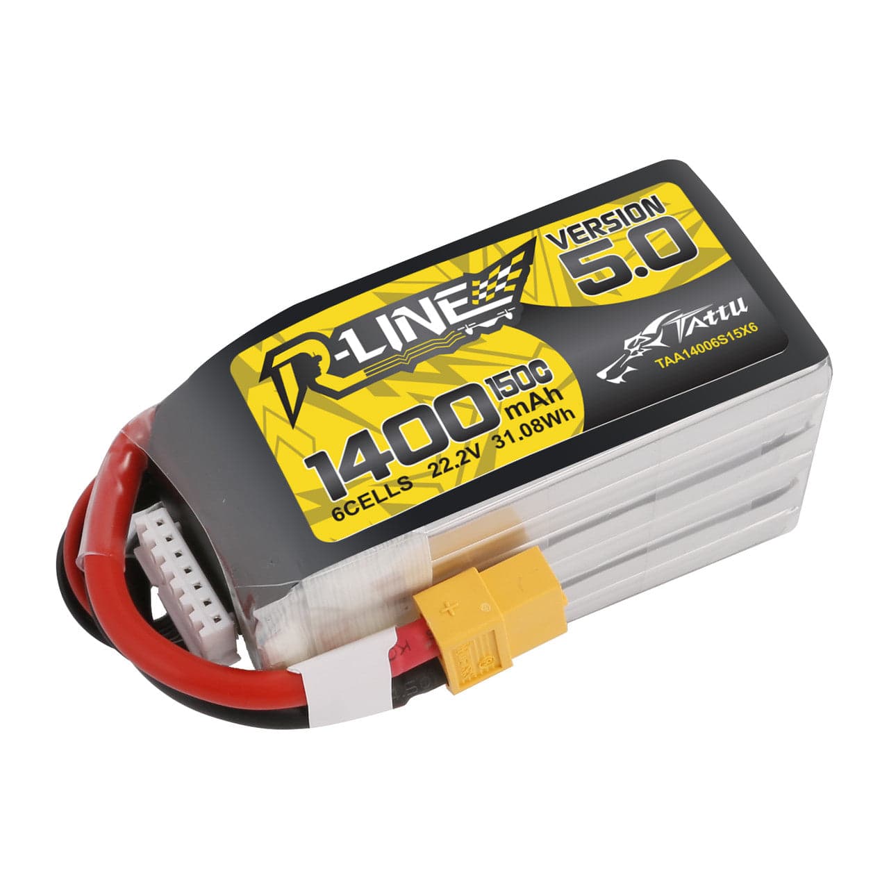 Tattu R-Line Version 5.0 1400mAh 6S 150C 22.2V LiPo Battery Pack with XT60 Plug for fpv drones 2