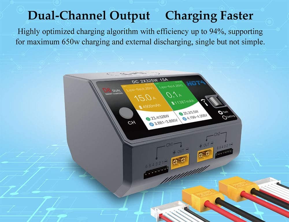 HOTA D6 CHARGER DC650W 2X 15A for fpv drones 2