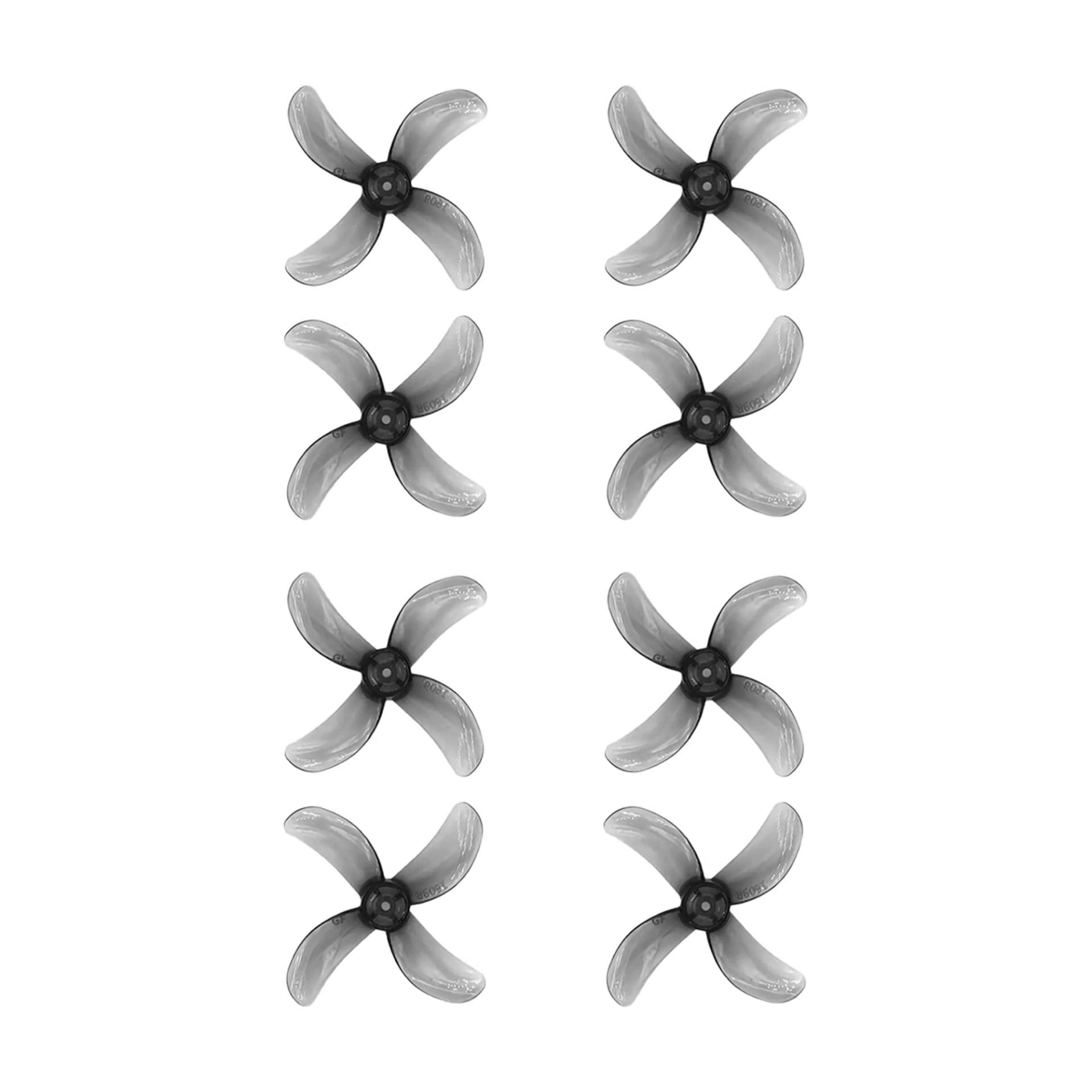 Flywoo 1609 4-Blade 1mm Shaft 40mm Propellers (Set of 8) - Clear Black - 1.6" - Black for fpv drones 1