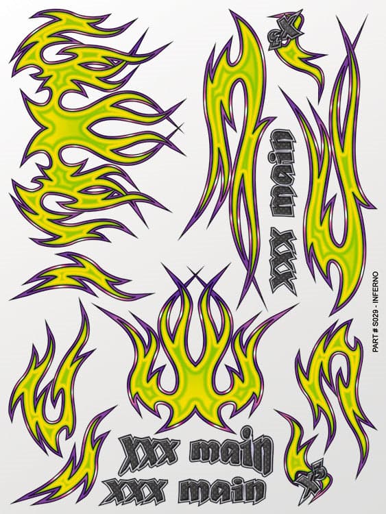 XXX Main XXXS029 Inferno Sticker Sheet for fpv drones
