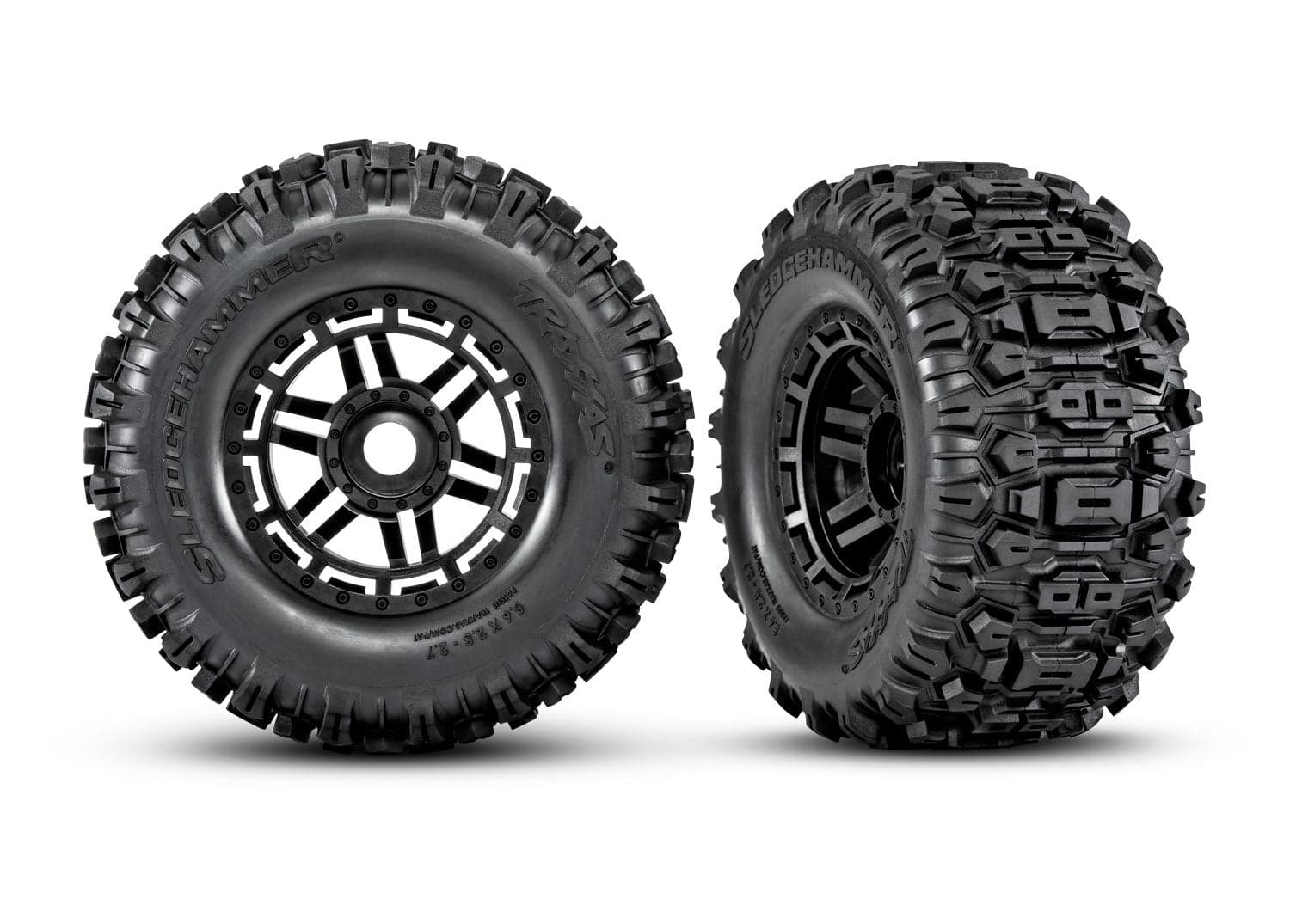 Traxxas 8973 Maxx Mounted Sledgehammer Tires & Black Wheels (2) for fpv drones