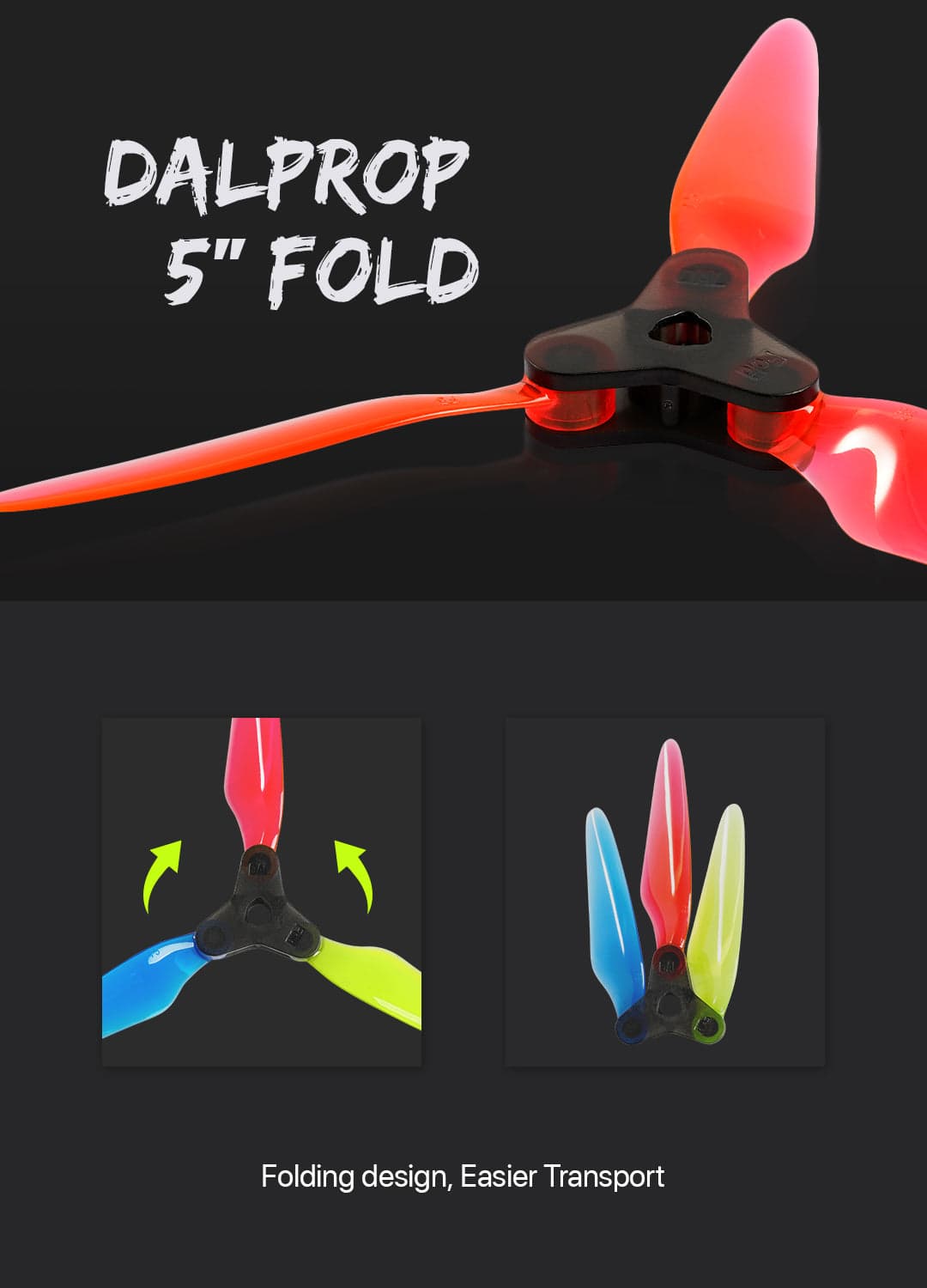 DAL Fold 2 F5 5147.5 Folding Propellers (4 hub, 12 blades) for fpv drones 7