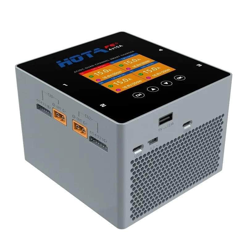 HOTA F6+ 1000W 60A 1-6S Quad Channel AC/DC Smart Charger - Grey for fpv drones 2