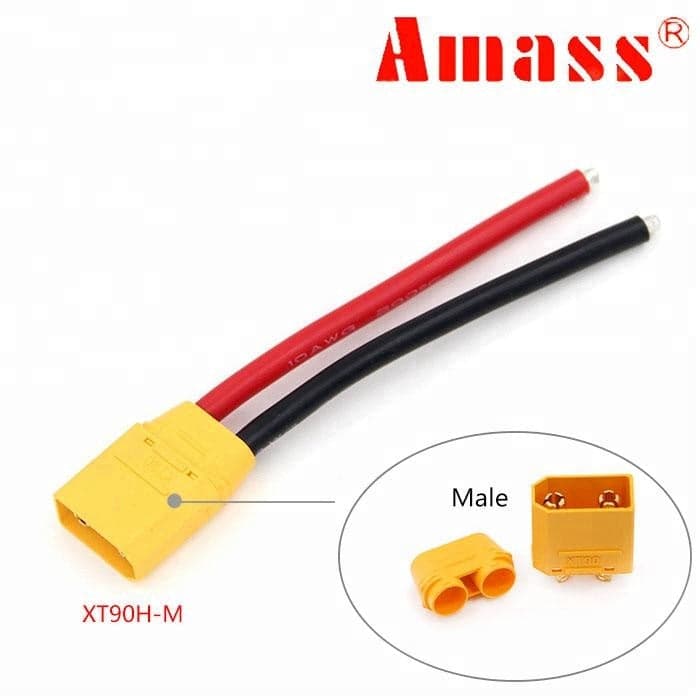 XT90 Male With Sheath Connector Pigtail 10CM 12AWG Silicon Wire for fpv drones