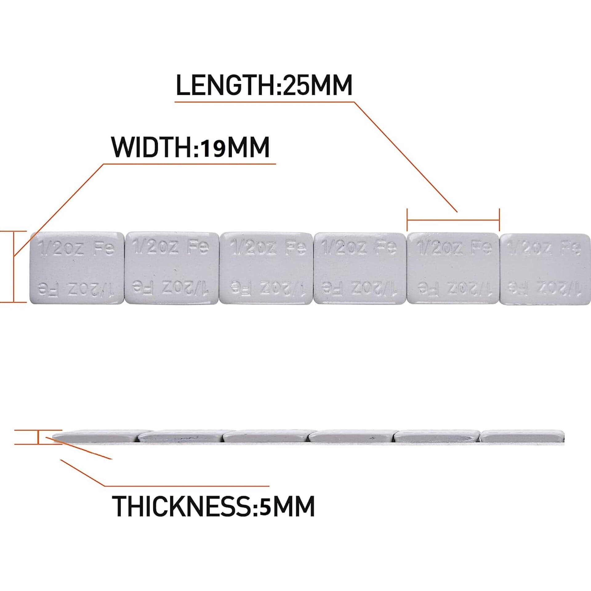 1/2oz Self Adhesive Steel Weights - (Strip of 6pcs) for fpv drones 1