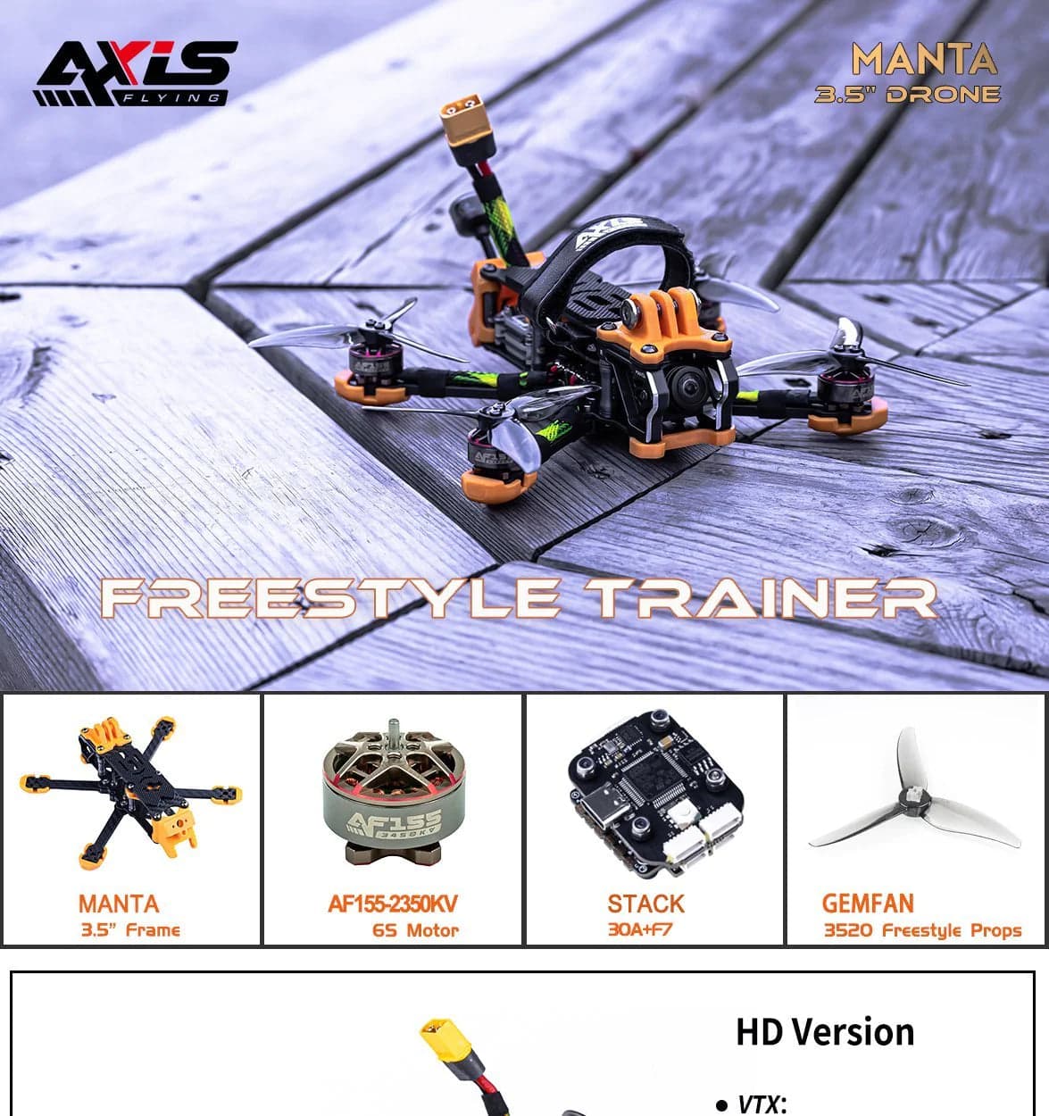 Axisflying Manta 3.5" FPV BNF HD Drone for fpv drones 8