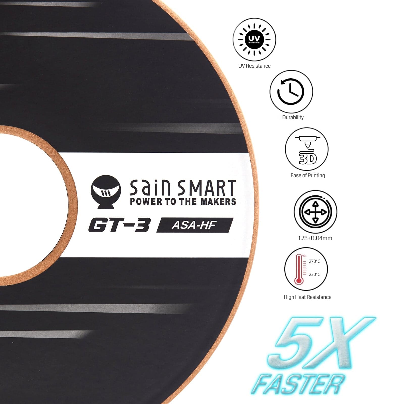 GT-3 High-Speed ASA Filament, 1.75mm Black, UV & Weather Resistant, Fit for Outdoor Functional Parts, 1kg, Accuracy +/- 0.04 mm for fpv drones 4