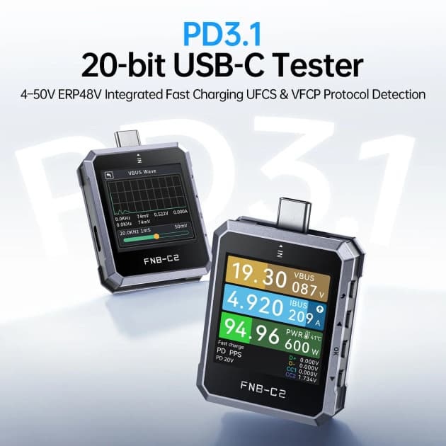 Fnirsi FNB-C2 USB Tester for Charging and Charging Protocols for fpv drones 9