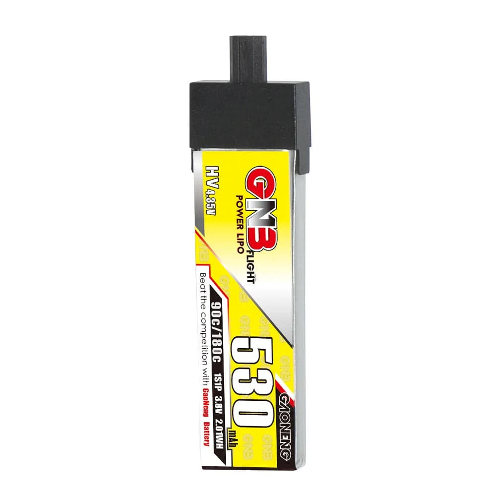 Gaoneng GNB 1S 530MAH 90C 3.8V HV Li-Po Battery for Whoop Micro - GNB27 Plastic Head for fpv drones 3