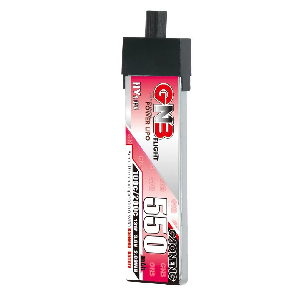 Gaoneng GNB 1S 550MAH 100C 3.8V HV Li-Po Battery for Whoop Micro - GNB27 Plastic Head for fpv drones 3