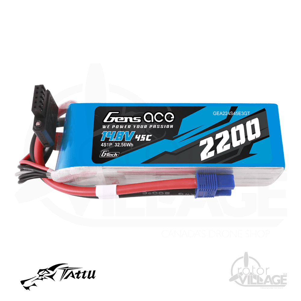 Tattu Gens Ace 2200mAh 4s 45C 14.8V G-Tech Lipo - EC3 Plug for fpv drones 1