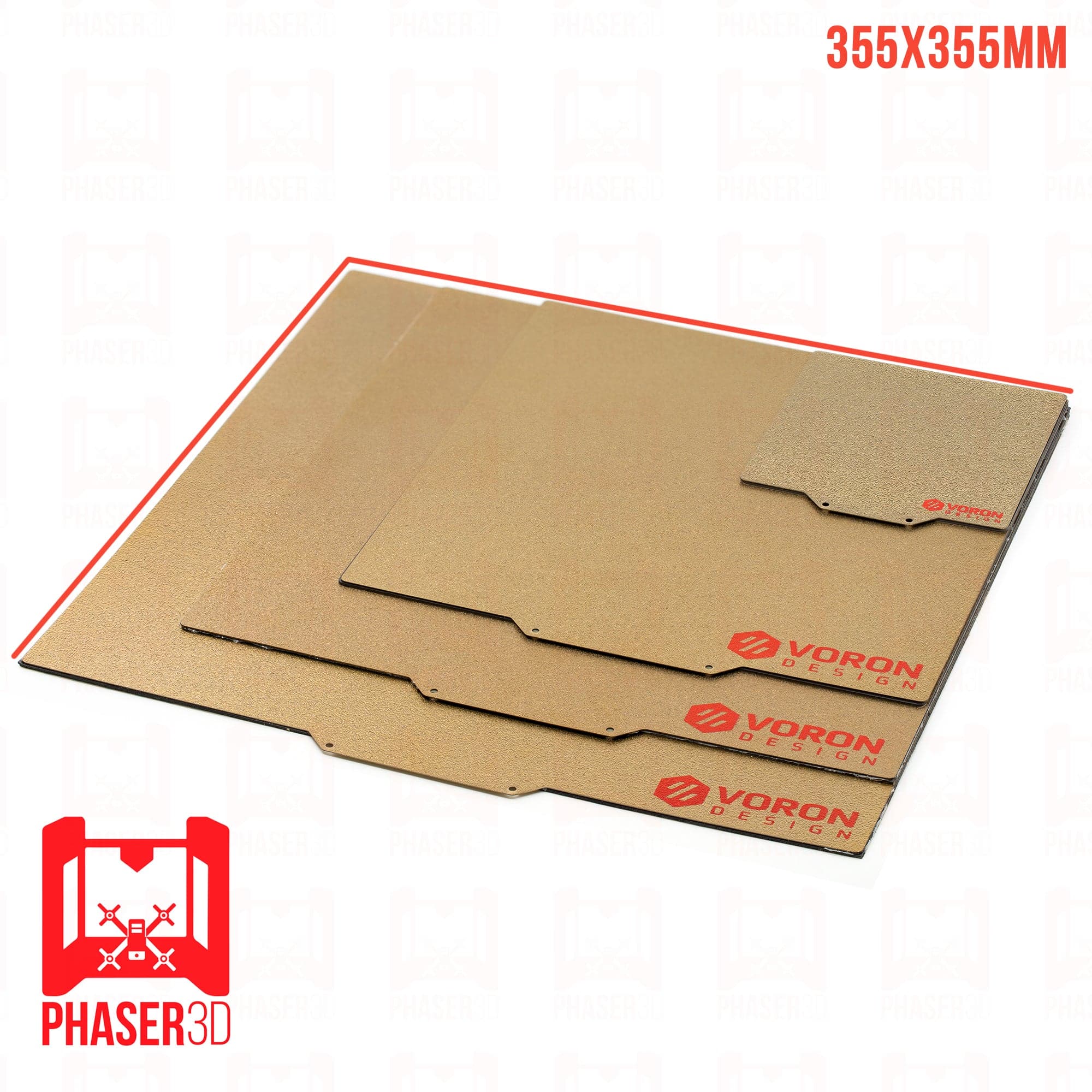 Energetic 355x355mm SINGLE SIDED Textured Gold Spring Steel Sheet (Suits Voron 350mm) for fpv drones