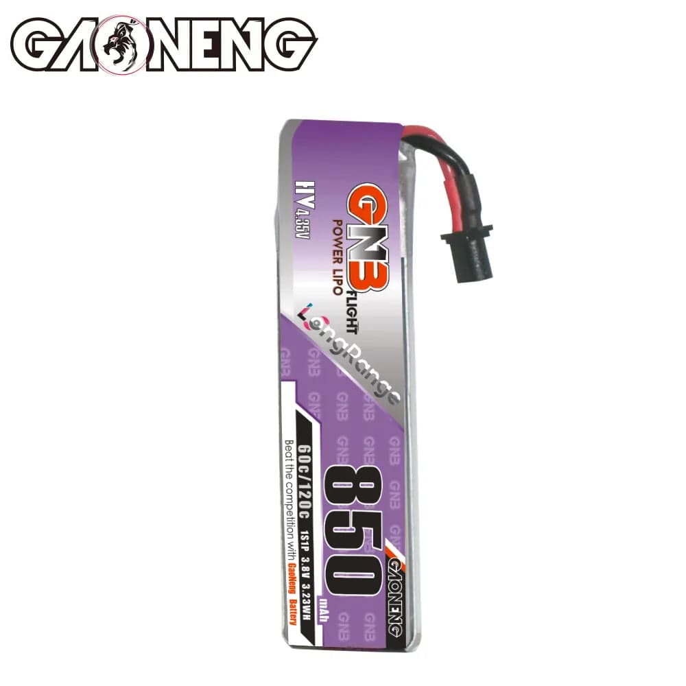 GAONENG GNB LiHV 1S 3.8V 850mAh 60C A30 Cabled LiPo Battery Long Range [DG] for fpv drones 3