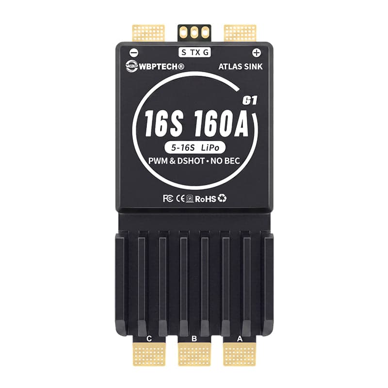 WBPTech Atlas Sink 16S160A G1 AM32 ESC 5-16S Lipo 160A Continuous 240A Peak for fpv drones 2