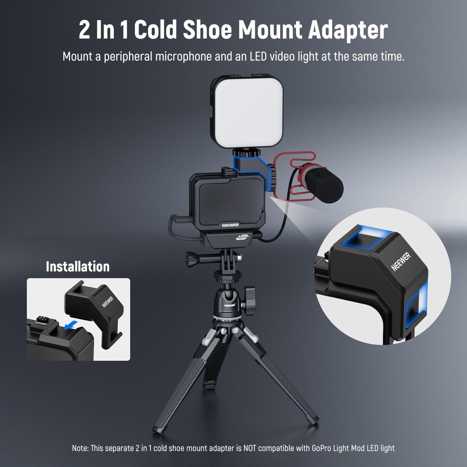 NEEWER AC007 Video Rig Cage Compatible with GoPro Hero 12 11 10 9 for fpv drones 4