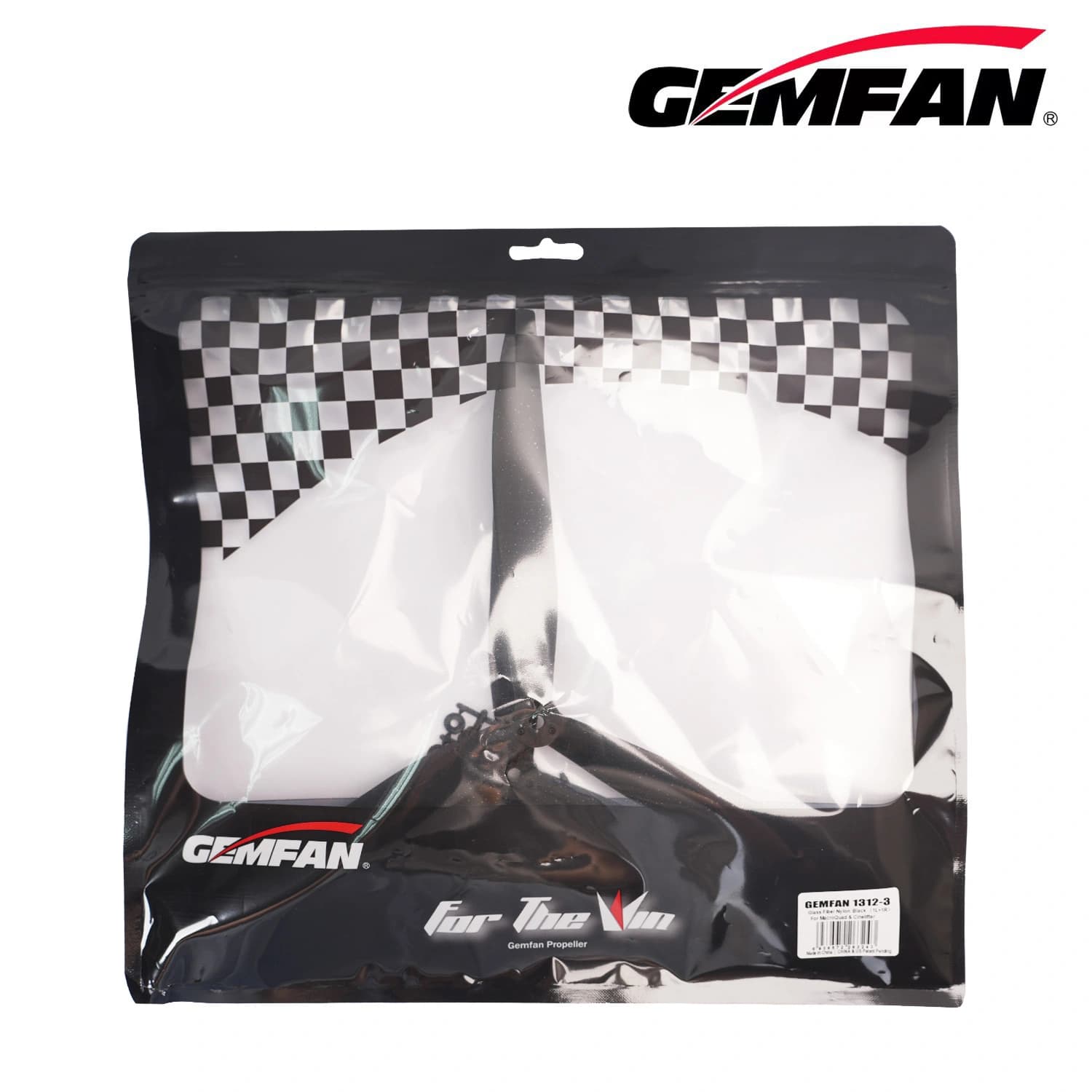 Gemfan 1312-3 Glass Fiber Nylon CW + CCW Black for fpv drones 2