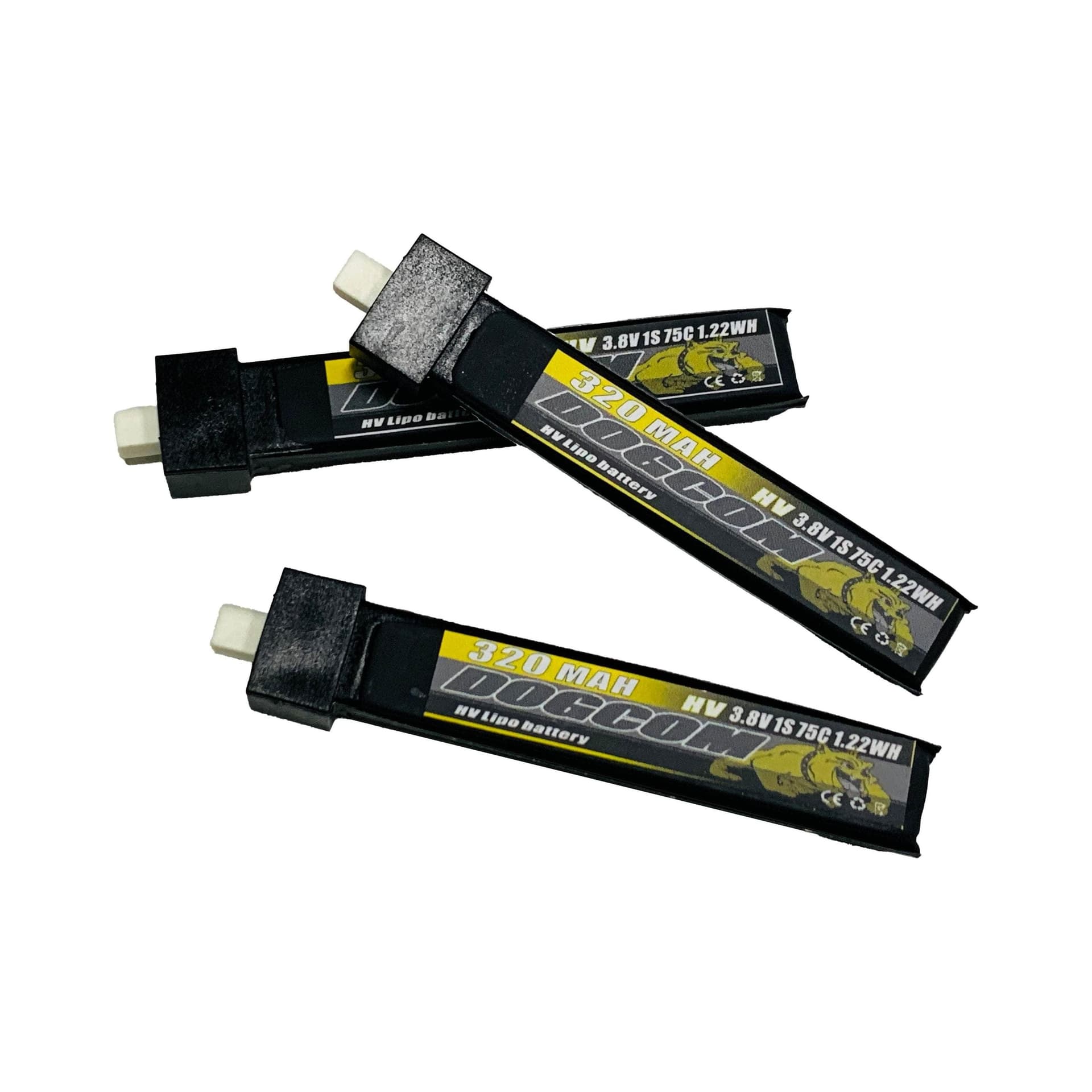 DogCom 3.8V 1S 320mAh 75C LiHV Battery w/ Plastic Head - BT2.0 for fpv drones 3