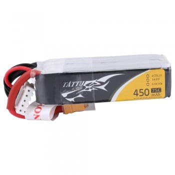 Tattu 14.8V 75C 4S 450mah Lipo Battery Pack with XT30 Plug- Long Version for fpv drones 2