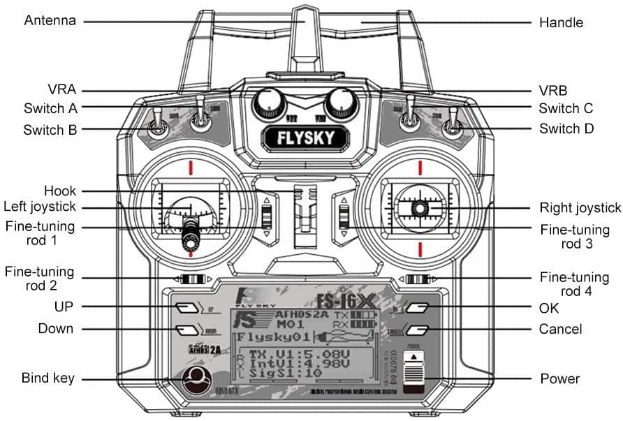 Flysky FS-i6X 10CH 2.4GHz AFHDS RC Transmitter w- X6B Receiver for fpv drones 3