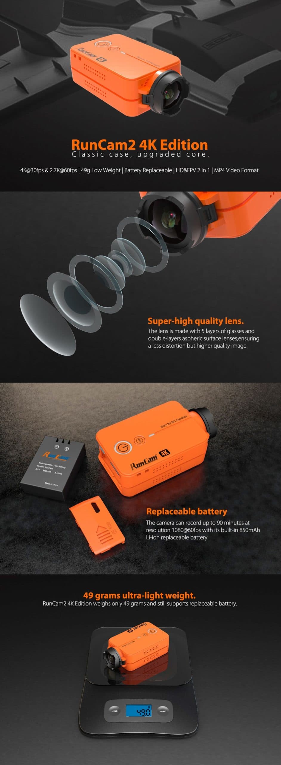 RunCam 2 4K Action Camera for fpv drones 3