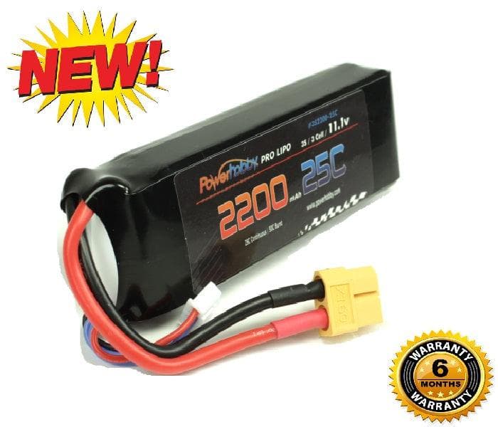 Powerhobby 3S 11.1V 2200mAh 25C Lipo Battery Pack w Xt60 Plug for fpv drones 1