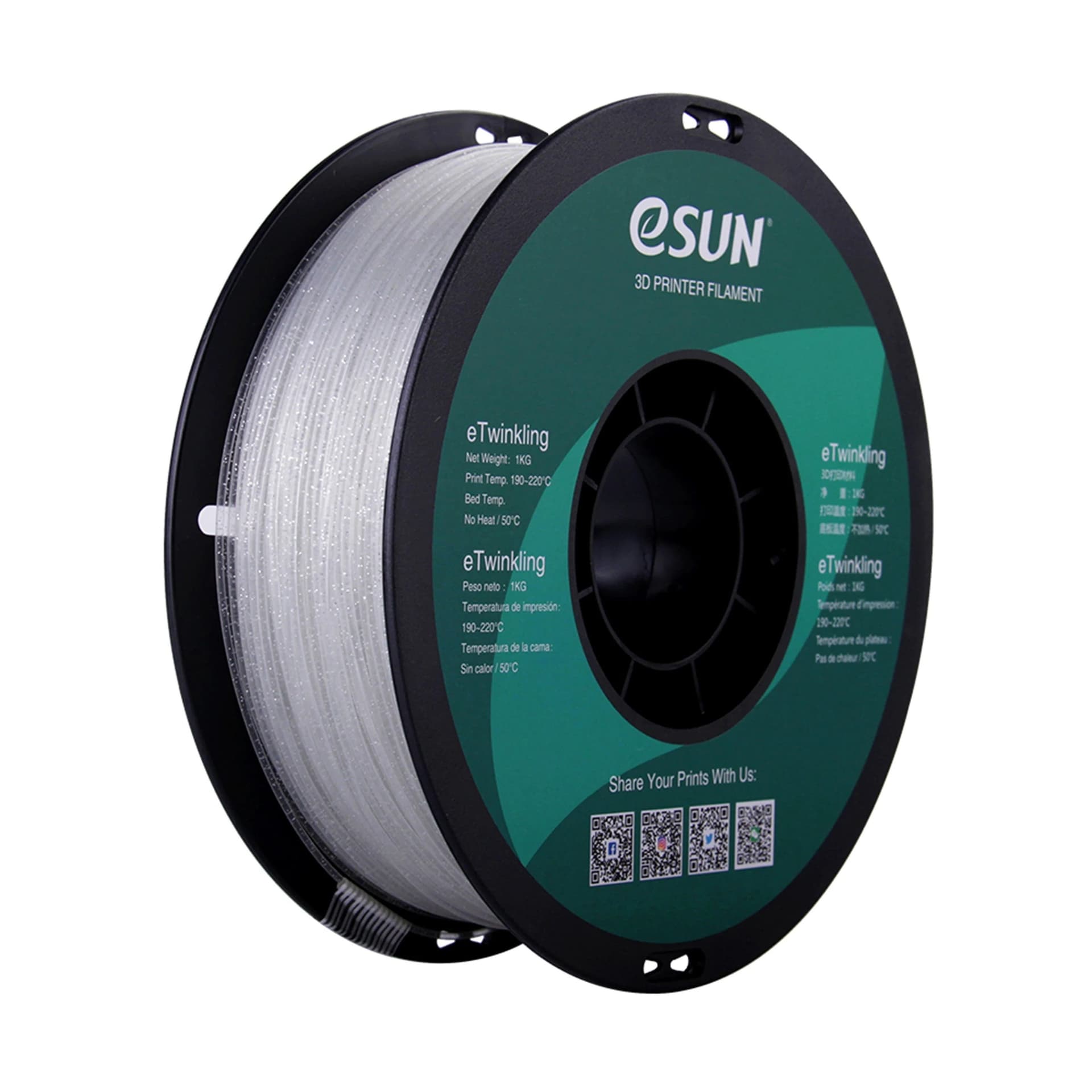eSun eTwinkling Glitter PLA 3D Print Filament 1.75mm 1kg for fpv drones 3