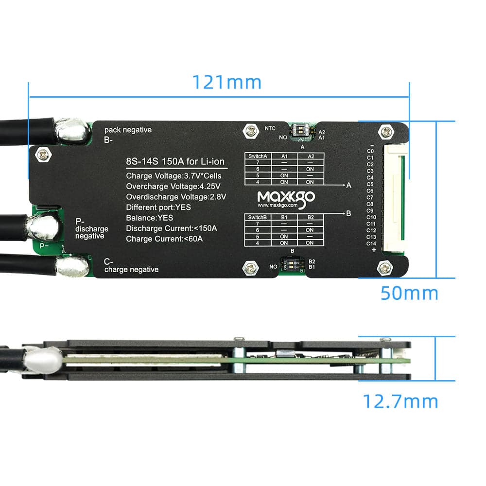 MAXKGO 8S-14S 150A BMS Protection Board Hardware Ternary Polymer Lithium Battery BMS Board for fpv drones 1