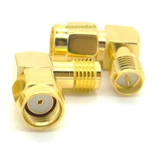 90 degree RP-SMA female to male plug adapter (Pack of 2) for fpv drones