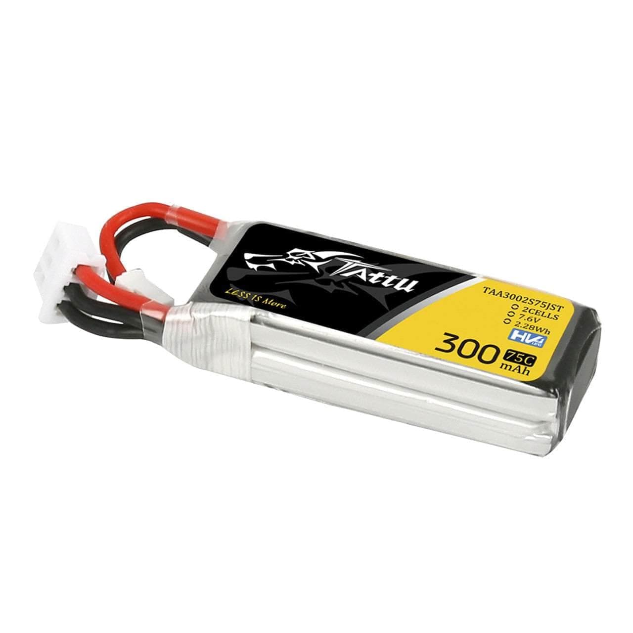 Tattu 7.6v 2S 300mAh 75C LiPo Micro Battery - JST for fpv drones 1